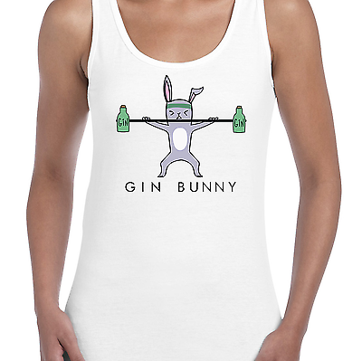 Gin Bunny Gym Funny Slogan Quote Illustration Parody Workout Tank Top Vest