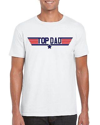 "Top Dad" Top Gun 1980's Movie Inspired Fathers Day Gift T-Shirt S-2XL