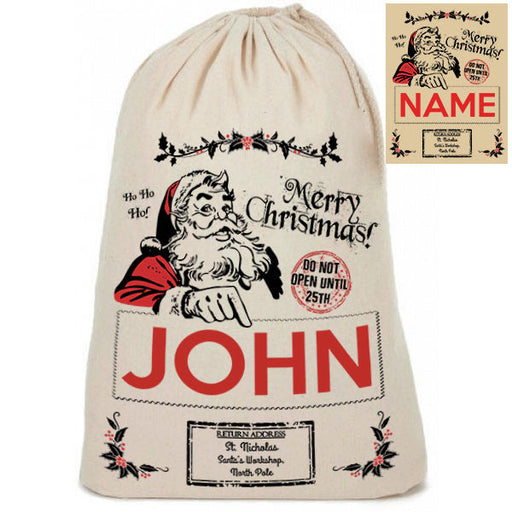 Personalised Cotton Linen " Merry Christmas " Santa Christmas Present Sack