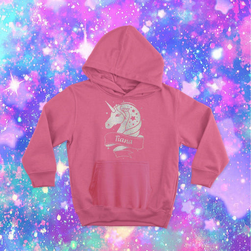 Adults Personalised Unicorn Name White Glitter Birthday Gift Present  Hoodie