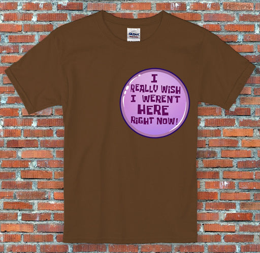 Spongebob Squidward "I wish I wasn't here right now." Button Print T-Shirt S-2XL