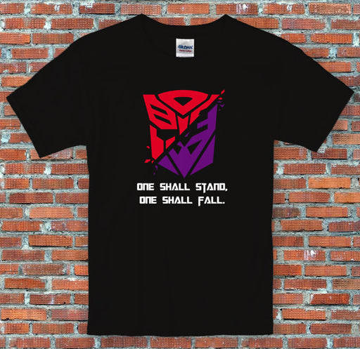 Transformers Autbots Decepticons "One shall stand, one shall fall" T Shirt S-2XL