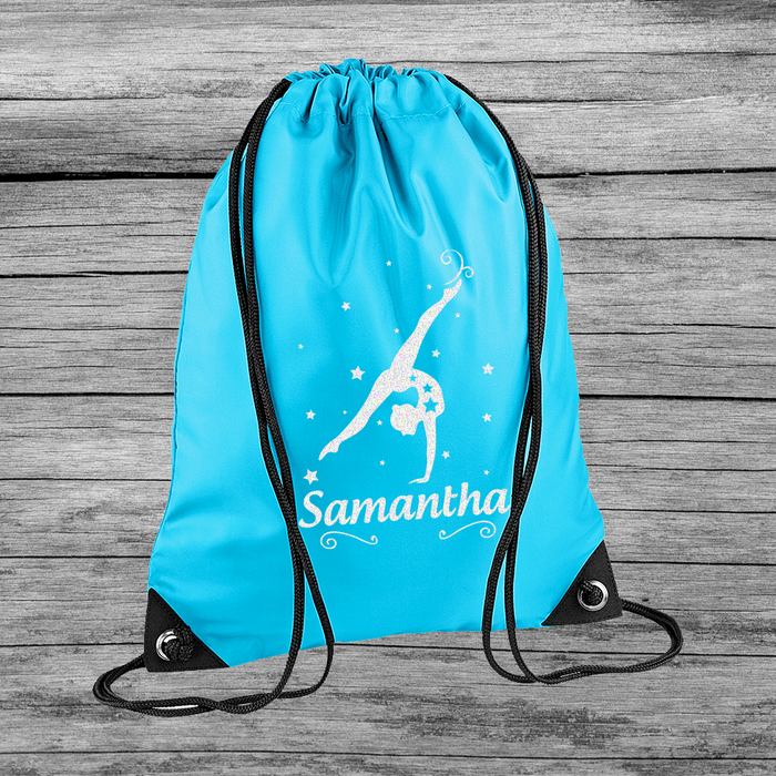 Personalised Gymnastic Girls Kid's Child's Drawstring Gym Swimming Bag Back pack