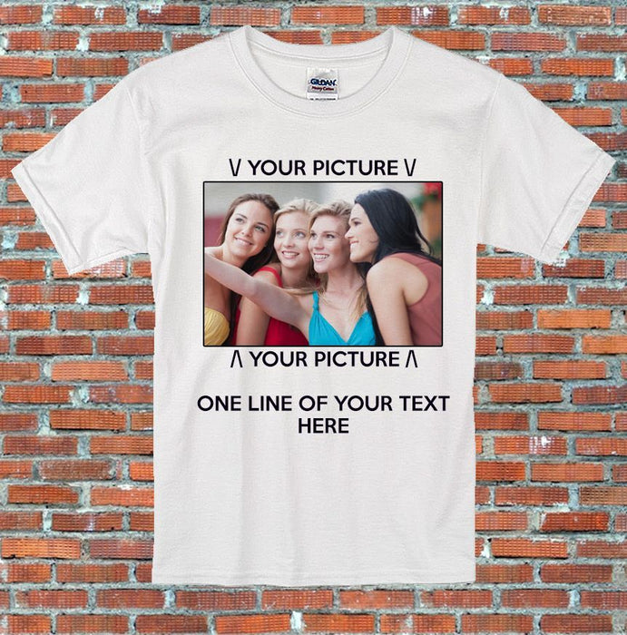 Personalised T-Shirt Submit Your own Photo Text Personalised Printed White Shirt