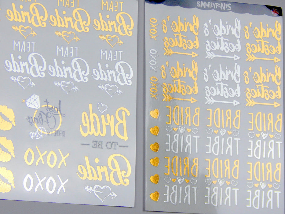 Hen Party Premium Gold / Silver Foil Temporary Tattoo bumper value pack