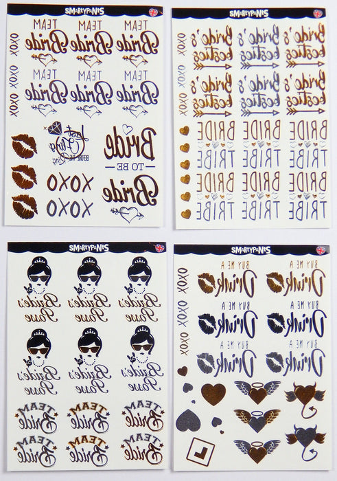 Hen Party Premium Gold / Silver Foil Temporary Tattoo bumper value pack