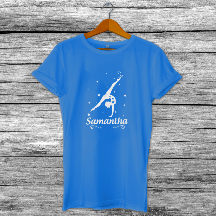 Personalised Cute Custom Handstand Gymnastics Girls Kids T-Shirt Top 4 Colours