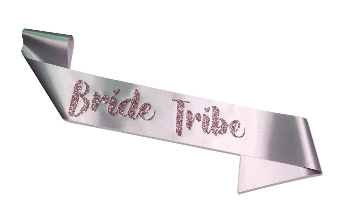 Premium Bride Tribe Satin Married Engagement Party Sash Hen Do Blush Pink Silver