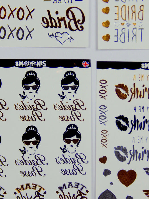 Hen Party Premium Gold / Silver Foil Temporary Tattoo bumper value pack