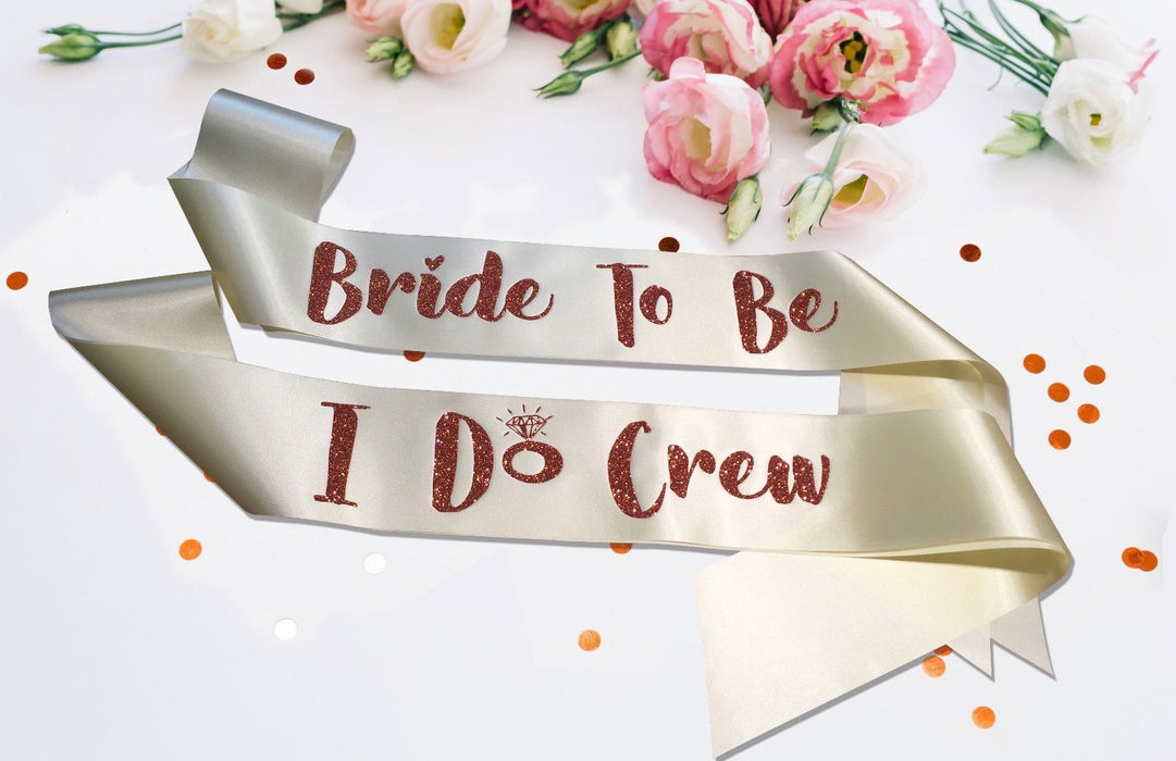 Premium I Do Crew Satin Married Engagement Party Sash Hen Do Copper Champagne