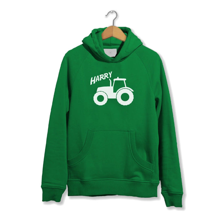 Personalised Tractor Hoodie - Kids Boys School Present - Gift Birthday Funny