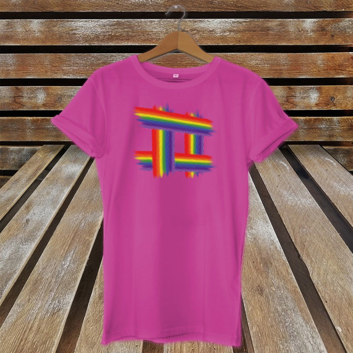 Pride T-Shirt Rainbow Hashtag Chest Top Pride LGBT Gay Lesbian Celebration