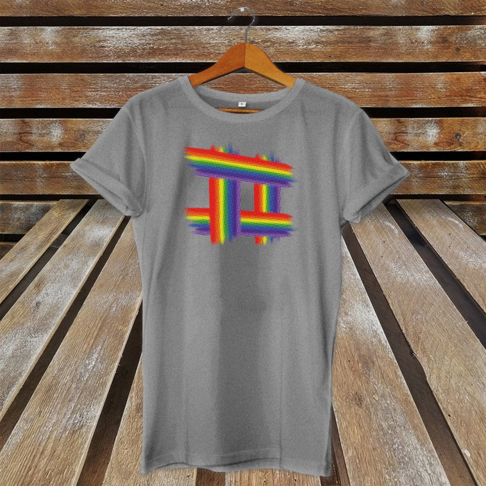 Pride T-Shirt Rainbow Hashtag Chest Top Pride LGBT Gay Lesbian Celebration