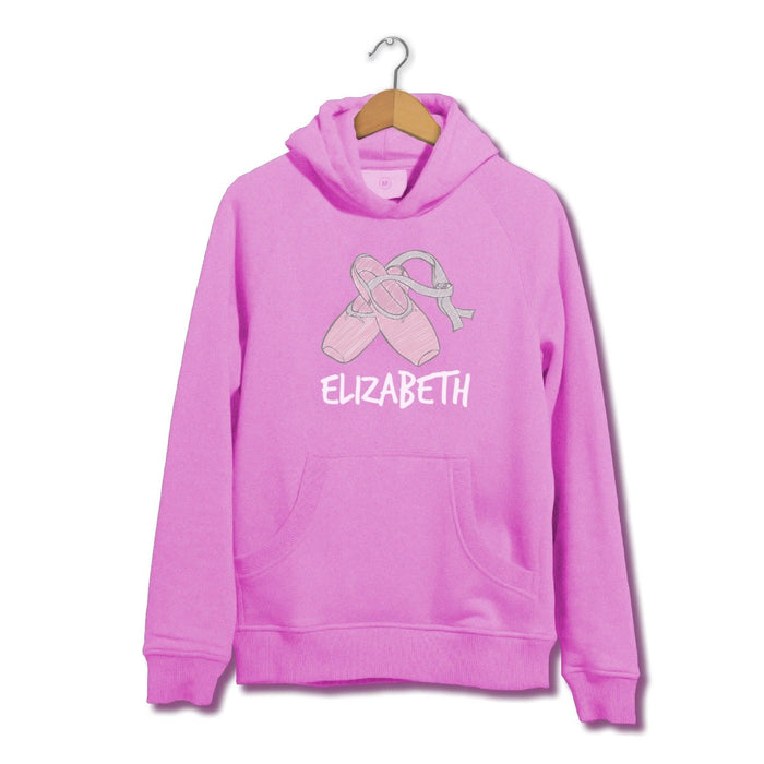 Personalised Customised Custom Name Ballet Dancing Shoes Themed Hoodie Jumper