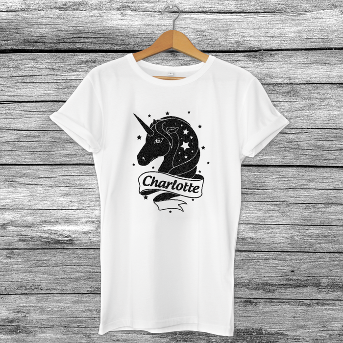 Personalised Unicorn Cute Girls Kids T-Shirt Woman's Top Range Of Colours Sizes