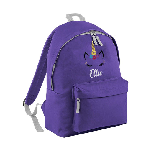 Personalised Glitter Unicorn Face Backpack - Cute Adorable - Kids Girls