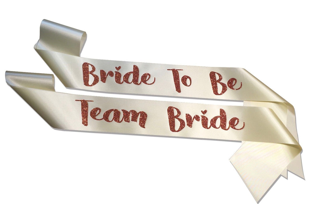 Premium Team Bride Satin Married Engagement Party Sash Hen Do Copper Champagne