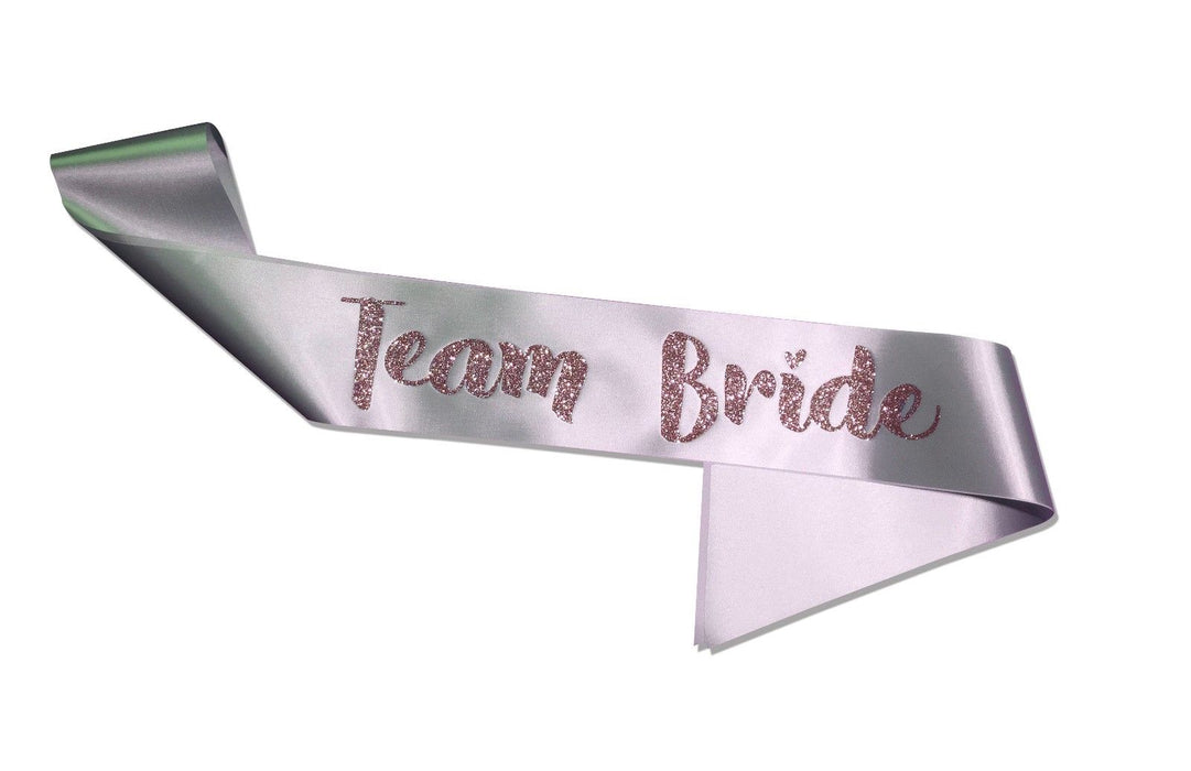 Premium Team Bride Satin Married Engagement Party Sash Hen Do - Pink / Silver