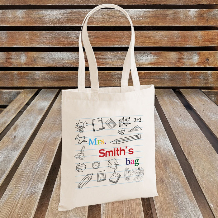 Personalised School Teacher Leaving End Of Year Shoulder Tote Bag Cute Present