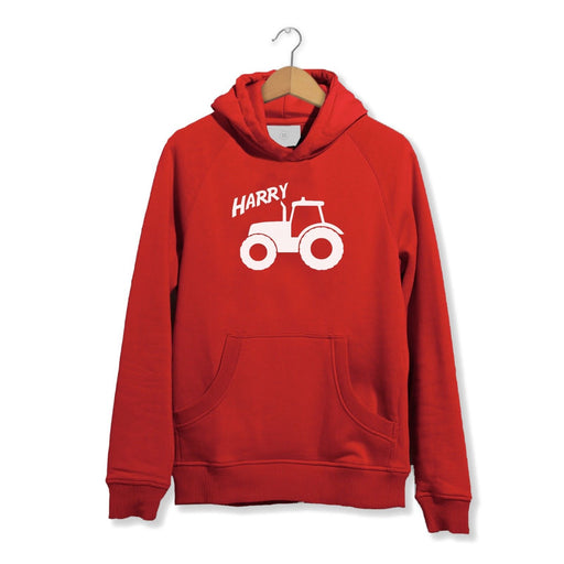 Personalised Tractor Hoodie - Kids Boys School Present - Gift Birthday Funny