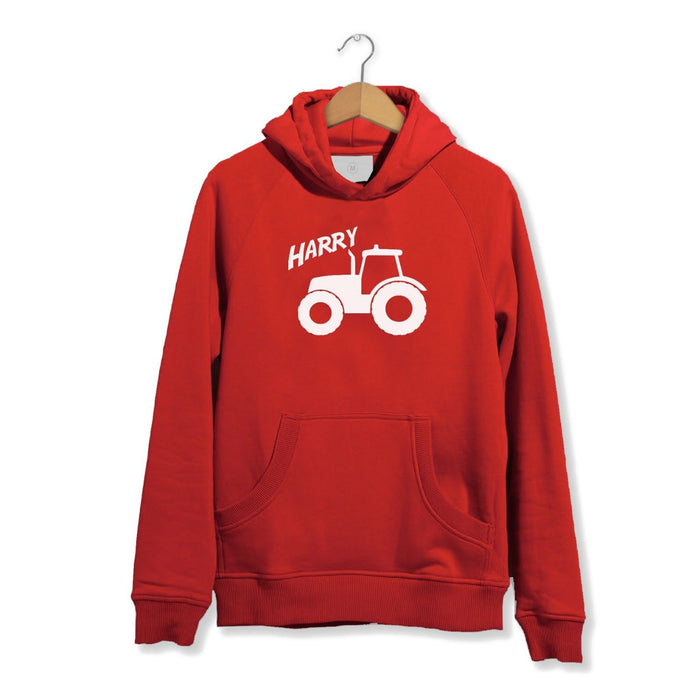 Personalised Tractor Hoodie - Kids Boys School Present - Gift Birthday Funny