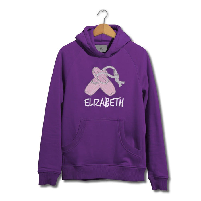 Personalised Customised Custom Name Ballet Dancing Shoes Themed Hoodie Jumper