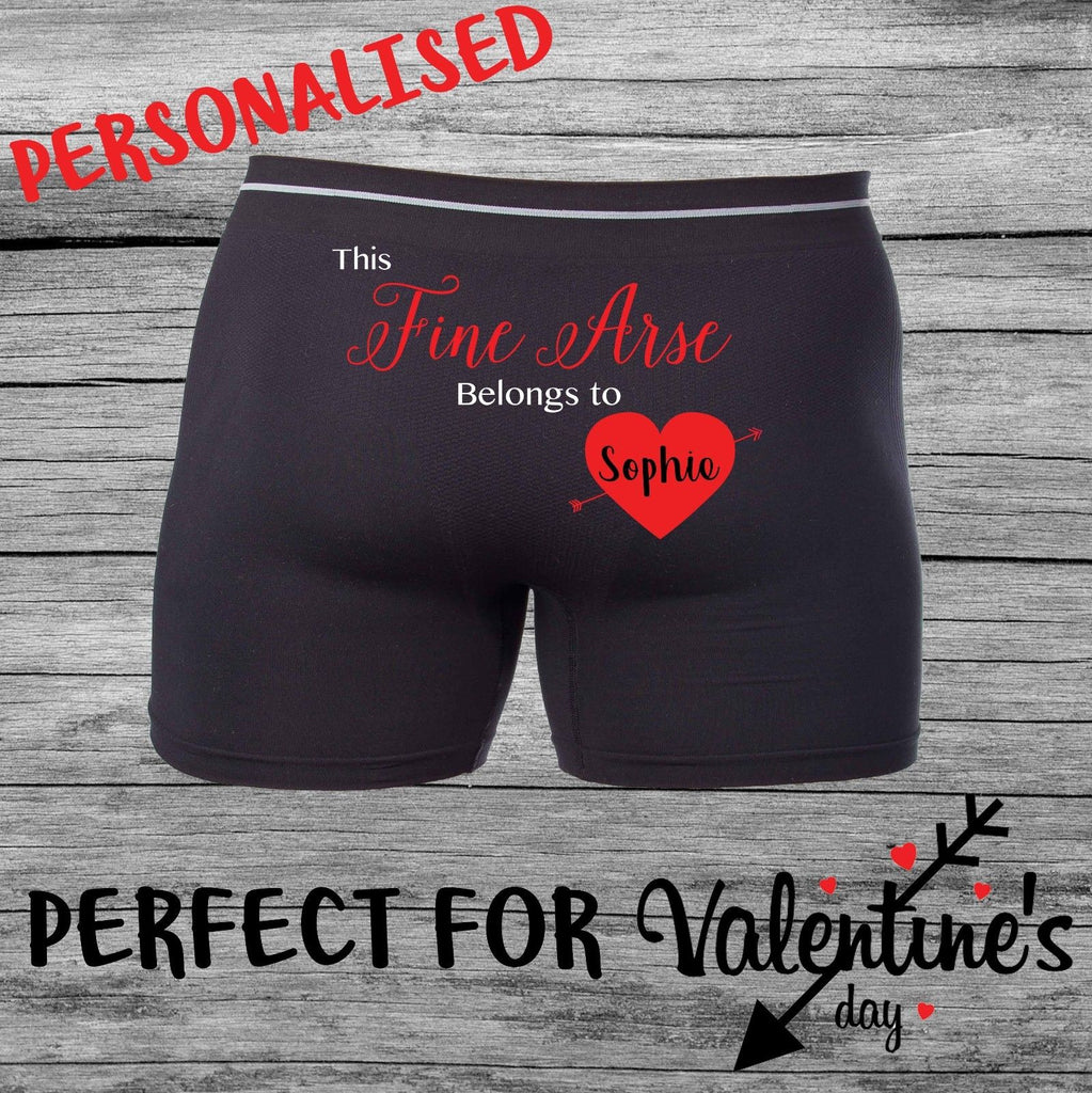 Valentines Day Fine Arse Gift Mens Personalised Printed Boxers funny S —  SmartyPants-UK