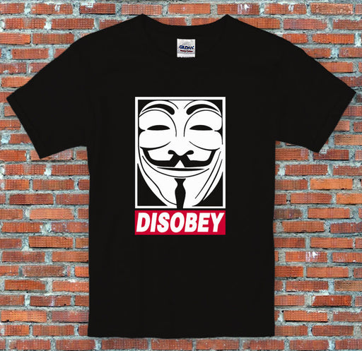 Disobey V for Vendetta Guy Fawkes Movie Comic Inspired T Shirt S - 2XL