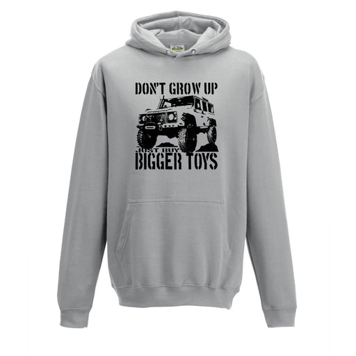 "Don't grow up, buy Bigger toys" Land Rover Hoodie Unisex S to 2XL