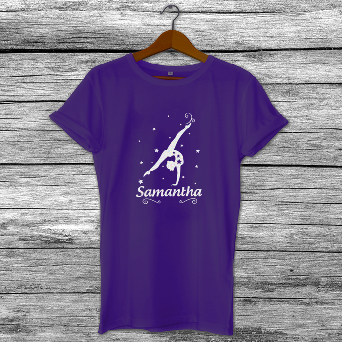 Personalised Cute Custom Handstand Gymnastics Girls Kids T-Shirt Top 4 Colours