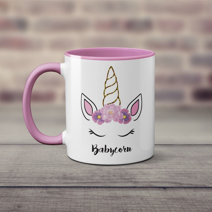 Mummacorn & Babycorn Cute Unicorn Pink and White Cup Mother and Daughter Mug Set
