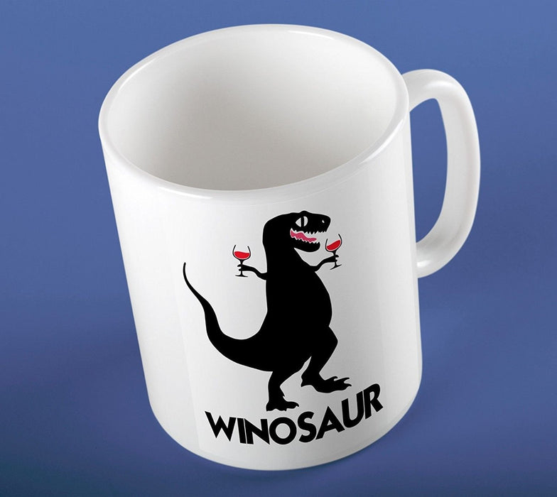 Winosaur Dinosaur Wine Alchohol T-rex Funny Illustration Parody Ceramic Cup Mug