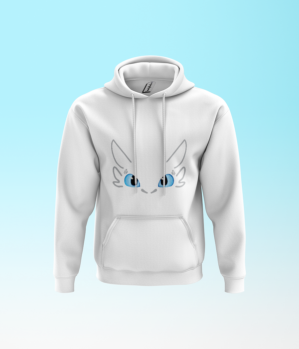 Blue Eyed Dragon White Hoodie