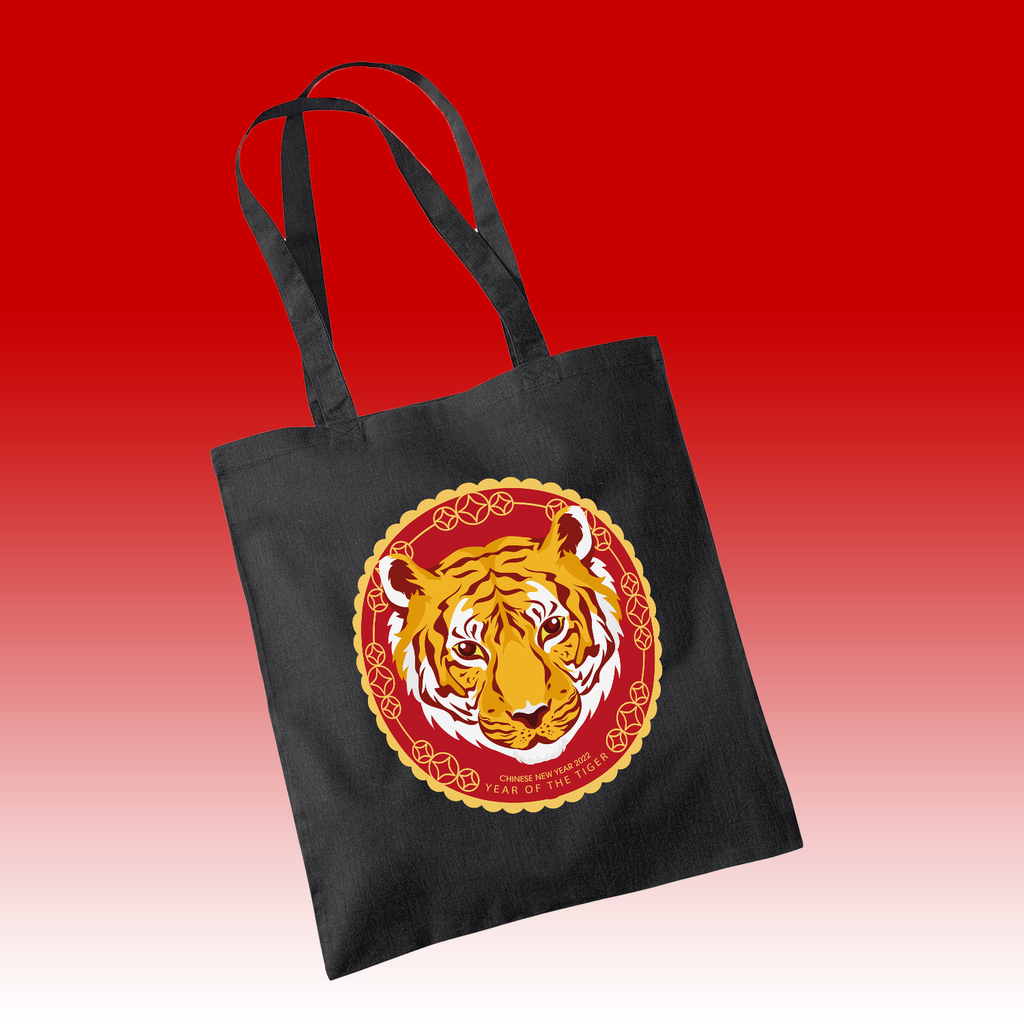 Tiger Face Tote Bag - Chinese New Year 2022 Zodiac Lunar Inspired Tiger Face Tote Bag - Chinese New Year 2022 Zodiac Lunar Inspired