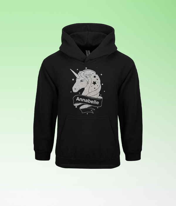 Personalised Unicorn White Glitter Hoodie