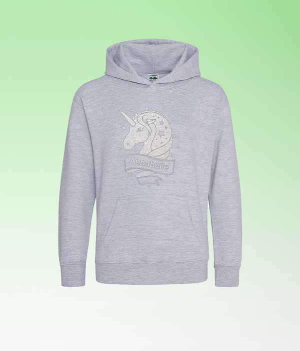 Personalised Unicorn White Glitter Hoodie