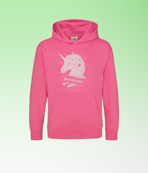 Personalised Unicorn White Glitter Hoodie