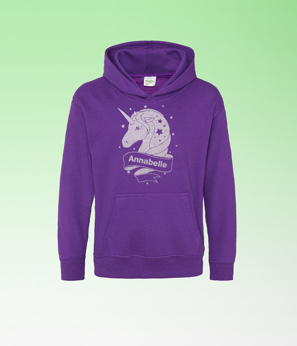 Personalised Unicorn White Glitter Hoodie