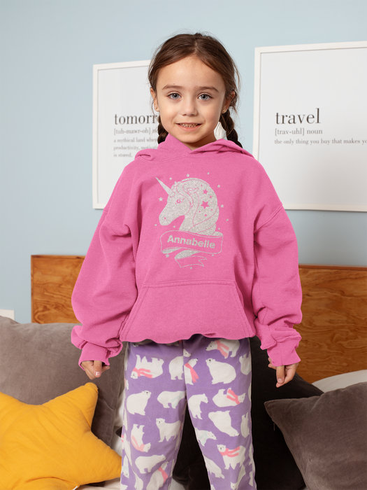 Personalised Unicorn White Glitter Hoodie