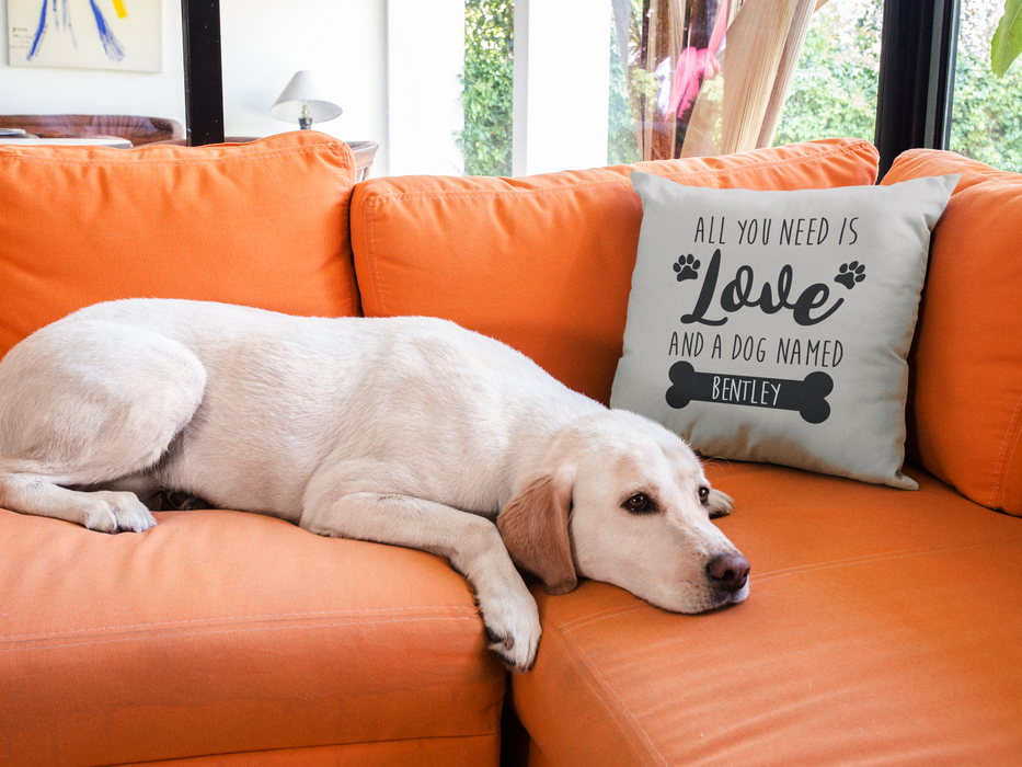 All you need is love and a dog named Personalised Cushion Cover