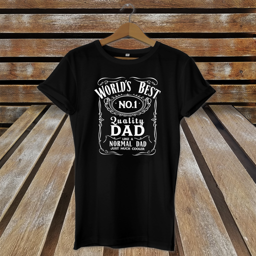 Worlds Best No.1 Dad - Cool Father's Day Gift Jack Daniels Style Inspired T-shirt