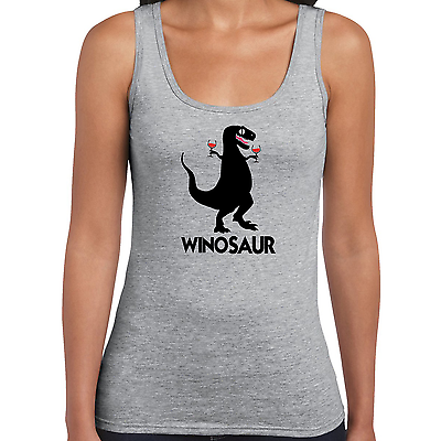 Winosaur Dinosaur Wine T-rex Funny Illustration Mum Gift Mothers Tank Vest