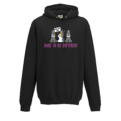 "Dare to be Different" Funny Unicorn illustration motivational printed Hoodie