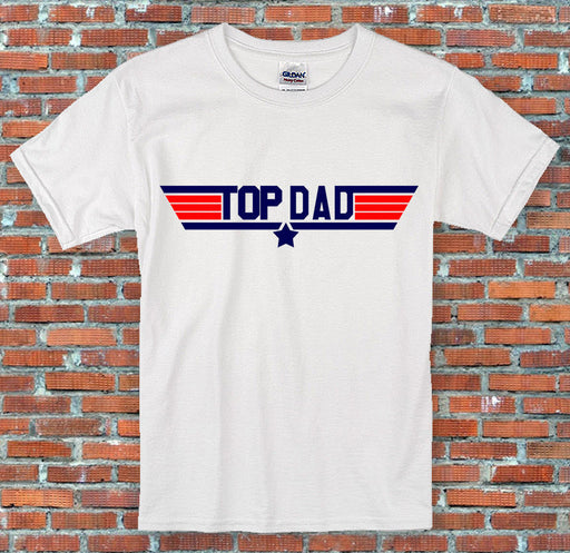 "Top Dad" Top Gun 1980's Movie Inspired Fathers Day Gift T-Shirt S-2XL