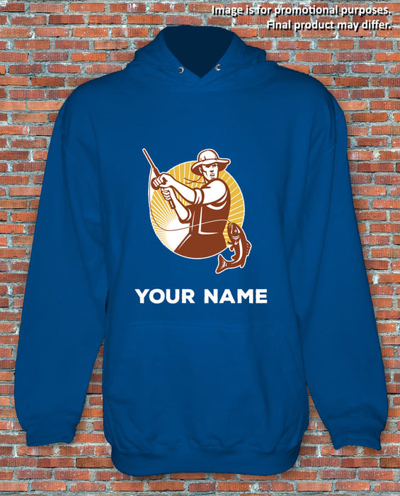 Fishing Hoodie Fisherman Personalised Gift Present Choose Your Own Name S-2XL