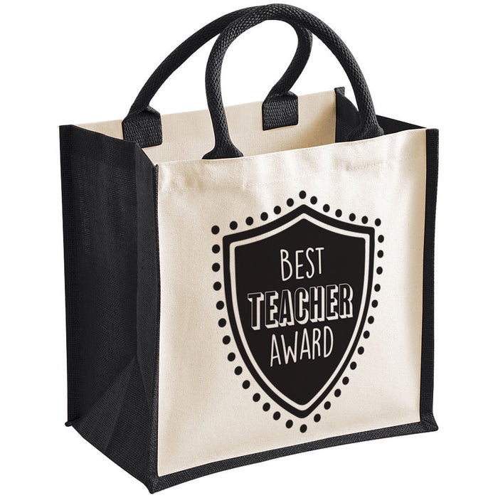 "Best Teacher Award" Teacher Gift Premium Jute Bag