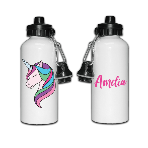 Personalised Unicorn Sports Metal Drinks Water Bottle Back To School Lunches