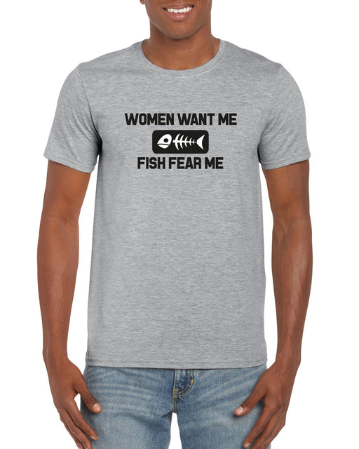 "Women Want Me, Fish Fear Me " Funny Graphic Fishing T-shirt