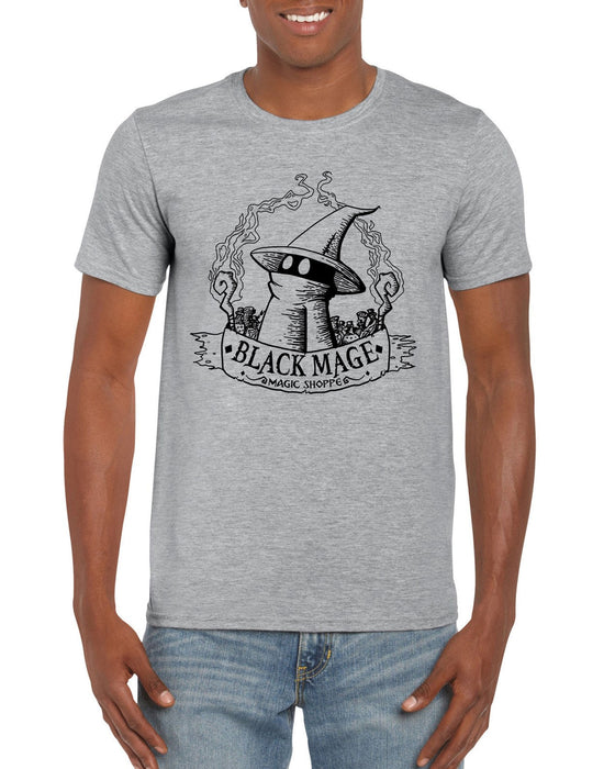"Black Mage Magic Shoppe" Final Fantasy Inspired Illustration Printed T-shirt