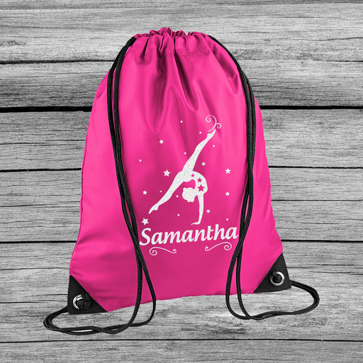 Personalised Gymnastic Girls Kid's Child's Drawstring Gym Swimming Bag Back pack